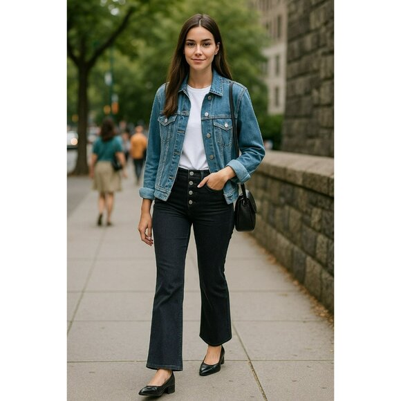 Pilcro & The Letterpress Anthropologie Womens 29 Button-Fly Wide Leg Jeans Black - Picture 1 of 15